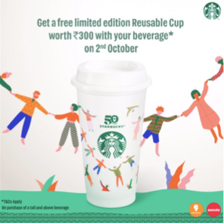 Coinciding with Gandhi Jayanti, Starbucks India offers free limited edition reusable cup on 2nd October