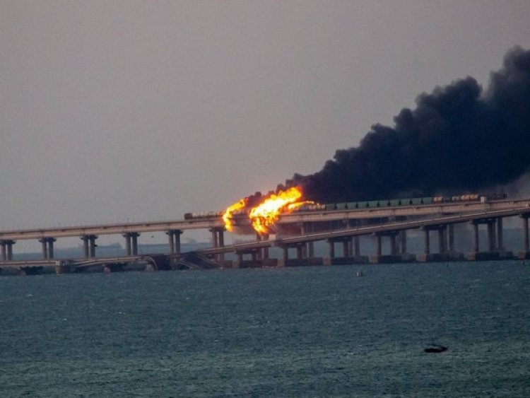Ukraine war: Crucial bridge linking Crimea to Russia hit by huge explosion