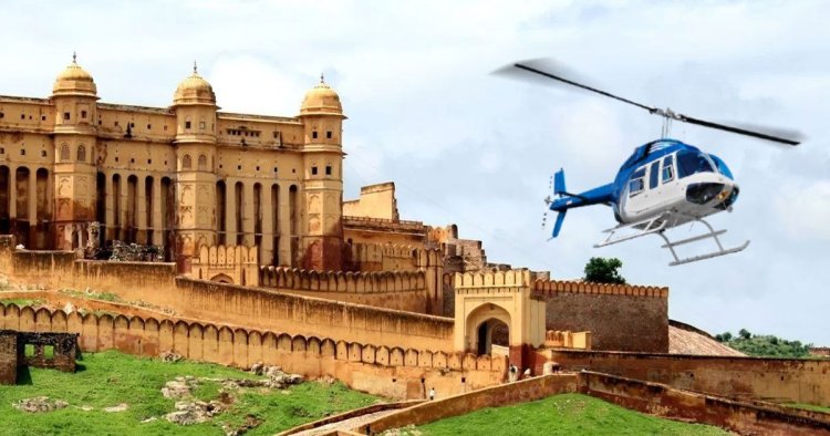 Aerial view of the pink city, helicopter joyrides begin in Jaipur