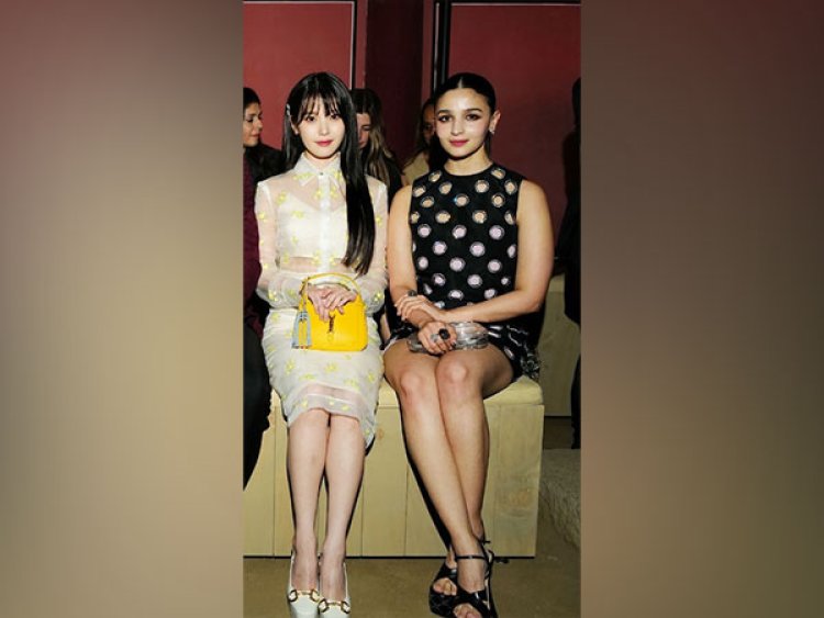 Alia Bhatt poses with K-pop singer IU at Gucci Cruise 2024